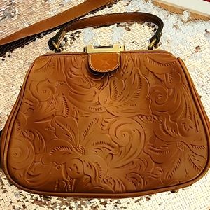 Patricia Nash Tooled Gracchi Framed Leather Satchel